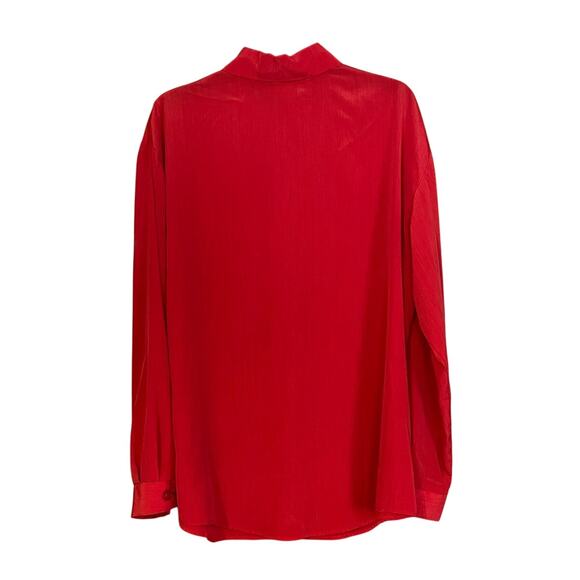 Vtg S.G. Sport Susan Graver Size Large Red Orange Long Sleeve Button Front Shirt - Picture 2 of 5